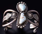 Silver & Dry Creek Turquoise Navajo Open Face Bracelet by Mike Calladitto 5J18V