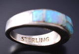Size 5 Silver & Opal Navajo Inlay Ring by Elaine Sherman 5L07P