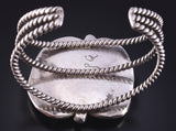 Vintage Silver & Turquoise Navajo Open Face Bracelet signed PQ 5K10F