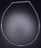 16" Silver Handstrung Graduated (3-6mm) Navajo Pearls Necklace 6H25R