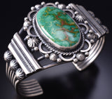 Silver & Sonoran Gold Turquoise Navajo Handmade Bracelet by Tom Lewis 6D07C