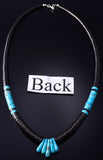 20" Santo Domingo Pueblo (Kewa) Onyx & Turquoise Necklace by Lupe Lovato 5G28D