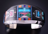 Silver Multistone Navajo Inlay Yei Bi Chei Wide Bracelet by Jim Harrison 4C13C