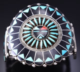 Vintage Silver Multistone Zuni Inlay Sunface Bracelet Ben & Shirley Tzuni 6E14R