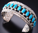 Silver & Kingman Turquoise Navajo Bracelet by Brian Jones 6H25A