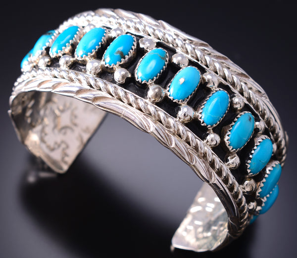 Silver & Kingman Turquoise Navajo Bracelet by Brian Jones 6H25A