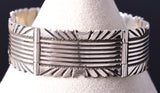 Vintage Silver Navajo Handstamped Link Bracelet stamped L 5L17J
