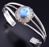 Silver & Golden Hills Turquoise Navajo Handmade Bracelet Thomas Francisco 5L26S