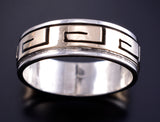 Size 4-3/4 Silver &14k Gold Basket Weave Navajo Ring by Scott Skeets 5L26H