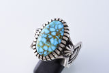 Size 14 Silver & Turquoise Navajo Handfiled Men's Ring by Erick Begay 3H21P