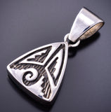 Reversible Silver Multistone Navajo Inlay Triangle Pendant by TSF 3L08K