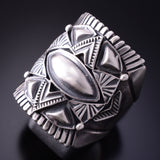 Size 10-3/4 Silver Navajo Handmade Concho Star Mens Ring by Derrick Gordon 4C31T