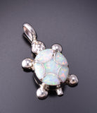Silver & Opal Zuni Inlay Turtle Pendant by Amielda Peynetsa 3G05D