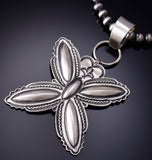 Silver Navajo Handstamped Star Concho Pendant by Roland Dixson 6H25F