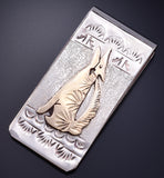 Silver & 12k Gold-filled Navajo Howling Wolf Money Clip by Genevieve Jones 5L25F