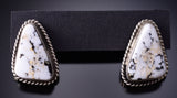 Silver & White Buffalo Turquoise Navajo Handmade Earrings by Elouise Kee 6H25W