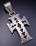 Silver Hopi Handmade Cross Pendant by Adrian Sanchez 4L12X