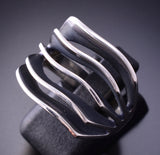 Size 7-1/2 Silver Navajo Handmade Rivers Ring by James Bahe 4A12U