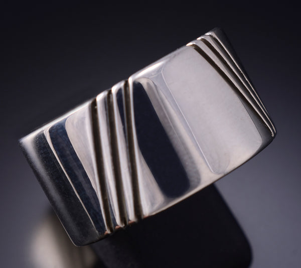 Size 11-1/2 Silver Navajo Handmade Balance Ring by Erick Begay 6C02U