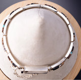 Silver & Tiger Eye Multistone Navajo Inlay Link Bracelet by Bessie Johnson 6H25D