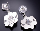 Silver & Turquoise Navajo Concho Earrings by Terry Charlie 3J22M