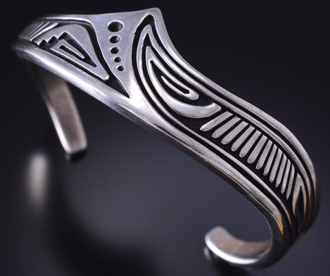 Vintage Silver Navajo Handmade Harmony Design Bracelet by Steven Begay 5G12B