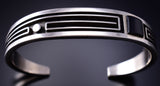 Preowned Silver & Black Jet Navajo Handmade Bracelet by Albert Nells 6F22R