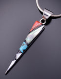 Silver & Turquoise Multistone Zuni Inlay Pendant by Cleo Kallestewa 3F05L
