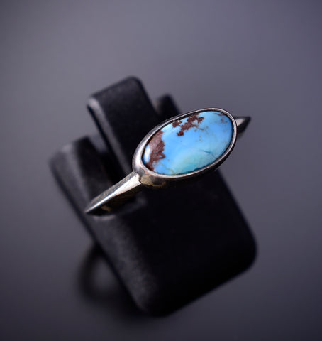 Size 7-1/4 Navajo Silver and Golden Hills Turquoise Ring by Robinson Martinez 6K27Y