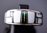 Size 9 White Buffalo Inlay Men's Ring by Navajo Artist Rick Tolino 6K26A