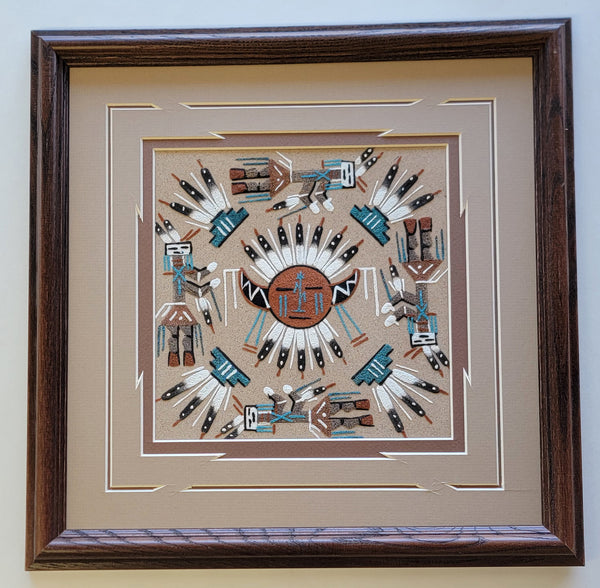 Navajo Sand Painting by Glen Nez - 13-1/2 x 13-1/2 - 4D12P