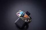 Size 7-1/4 Multistone Navajo Inlay Ring by Allen Lee 6K27C
