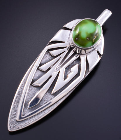 Silver & Sonoran Gold Turquoise Navajo Eagle Feather Pendant Ervin Hoskie 5L26L