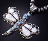 Silver & Golden Hills Turquoise Navajo Dragonfly Pendant by Erick Begay 5H02D