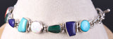 Vintage Silver & Turquoise Multistone Navajo Link Bracelet by VT 5L17F