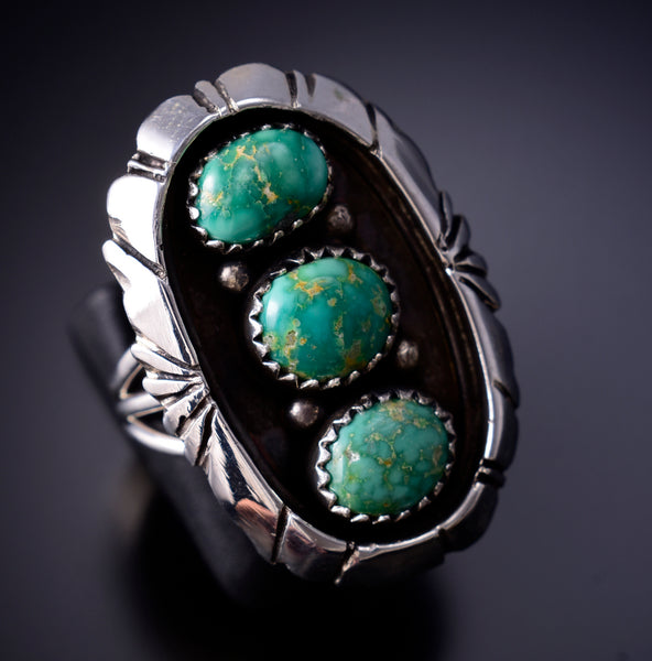 Size 8 Navajo Shadowbox Sonoran Gold Turquoise Ring by Genevieve Francisco 6K27R