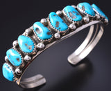 Vintage Silver & Turquoise Navajo Handmade Bracelet 5H25E