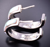 Silver & Opal Navajo Inlay Hoop Earrings by TSF 4A25F