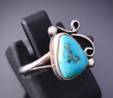 Vintage Size 6-1/4 Silver & Turquoise Navajo Ring 3K09V