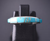 Size 5-1/2 Silver & Turquoise Navajo Inlay Ring 4B21A