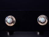 White Fire Opal - Navajo Handmade Sterling Silver Post Earrings by Juanita Manygoats - 6J31F