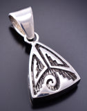 Reversible Silver Multistone Navajo Inlay Triangle Pendant by TSF 3L08L
