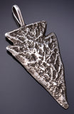 Silver Navajo Tufacast Arrowhead Pendant by Ravis Henry 6H06E