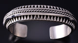 Silver Navajo Handmade Mountains Men's Bracelet by Leander Tahe 5J29T