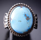 Size 10-3/4 Silver & Golden Hills Turquoise Navajo Round Ring - Tillie Jon 6H25H