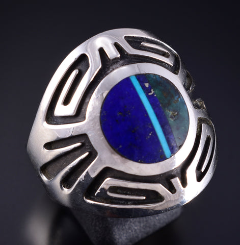 Size 11-1/4 Vintage Silver Multistone Navajo Inlay Ring by Philbert Begay 5K10M
