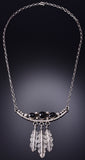 Vintage 20" Silver & Onyx Eagle Feathers Navajo Necklace by RL 6H31Z
