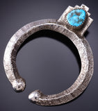 Silver & Turquoise Navajo Tufacast Horseshoe Pendant by Ravis Henry 6H06C