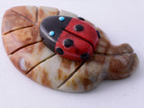 Picasso Marble Zuni Fetish - Lady Bug on a leaf by Reynold Lonasee 5L09K