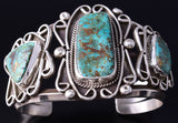 Vintage Silver & Turquoise Navajo Handmade Bracelet 5L10T